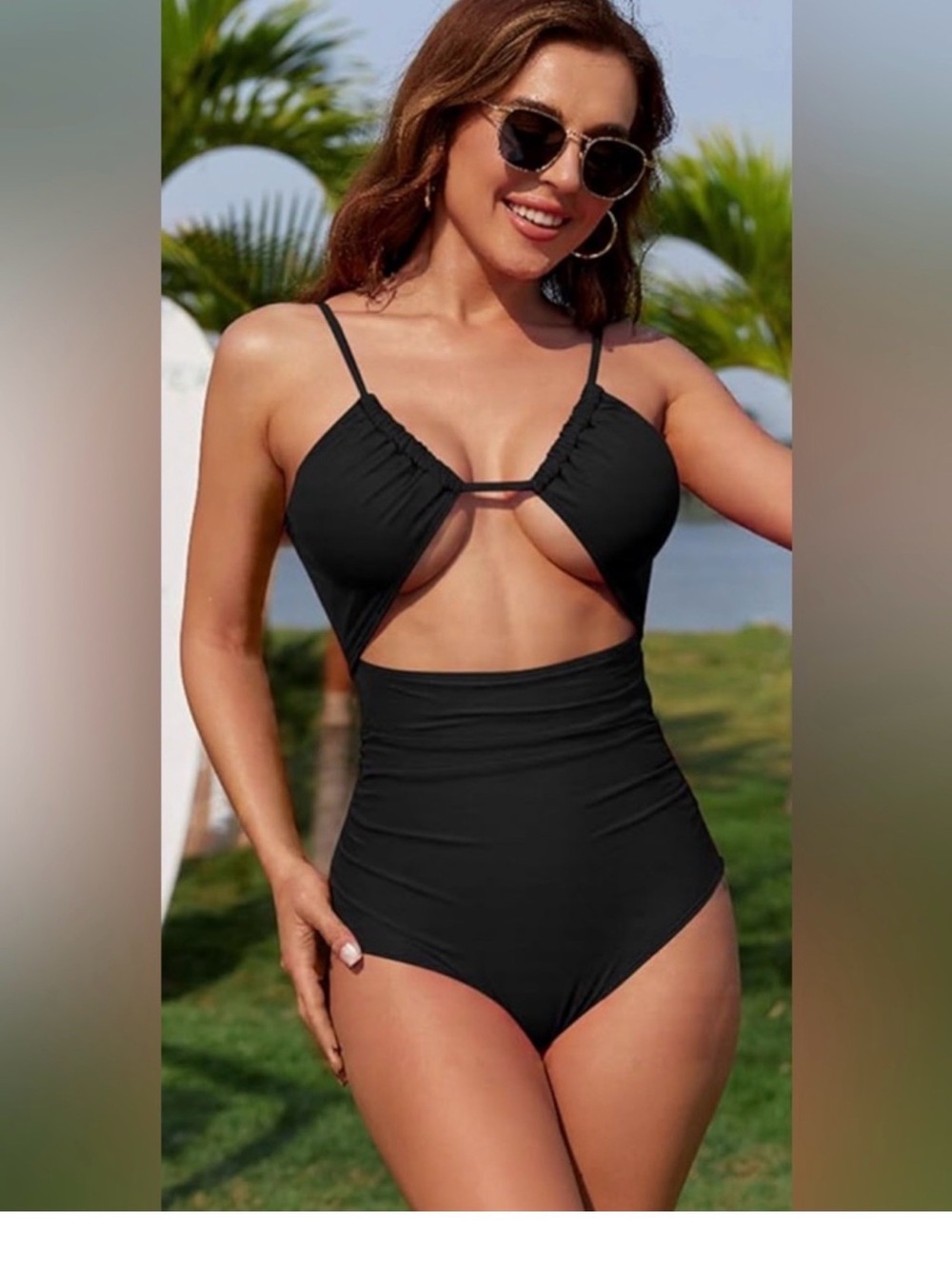NWT- Medium BMJL Cut Out
Black Tummy Control Sexy High Cut 1 Piece Swimsuit